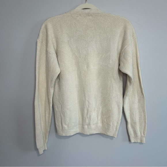 WinterSilks 100% Silk Cream Ivory Button-Up Cardigan Women’s Size Small - Picture 3 of 5